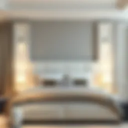 Elegant white kingsize headboard in a modern bedroom setting