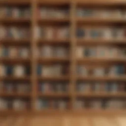 Elegant oak color bookshelf showcasing intricate wood grain