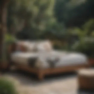 Cozy Outdoor Bed Setup Cozy outdoor bed with decorative pillows