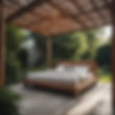 Modern Outdoor Bed Under Pergola Modern outdoor bed under a pergola