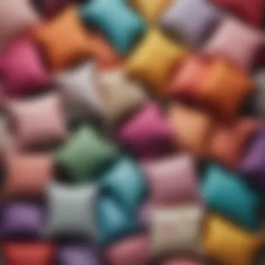 Color Palette Selection for Pillows Color palette selection featuring various colorful pillow designs