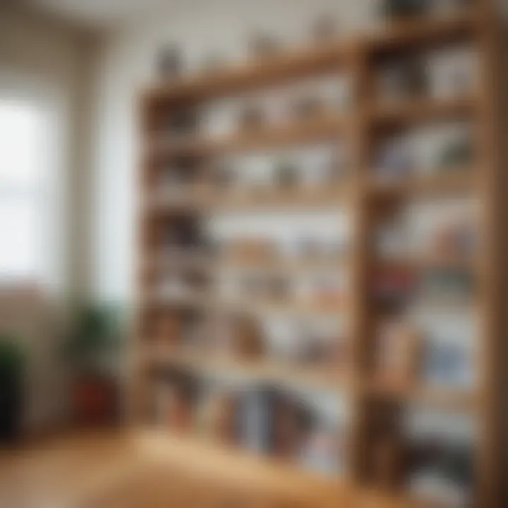 Design elements of a Montessori book display shelf in a classroom