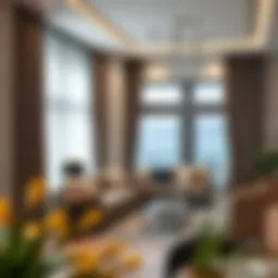 Elegant living room featuring adjustable curtain rods