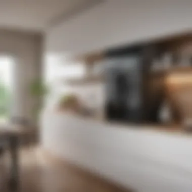 Aesthetic Kitchen Design with Versatile Appliance Stylish kitchen with integrated microwave oven unit