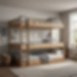 Stylish low bunk bed in a modern children's bedroom