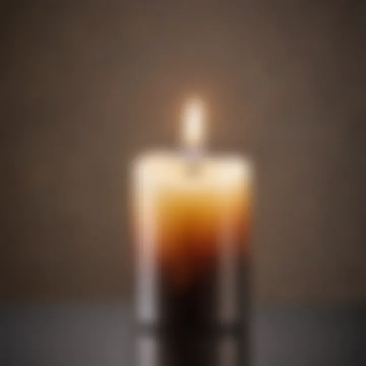 Close-up of a modern battery-operated candle displaying its realistic flame effect