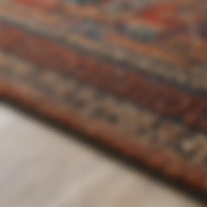 Close-up of rubber backing on a decorative rug