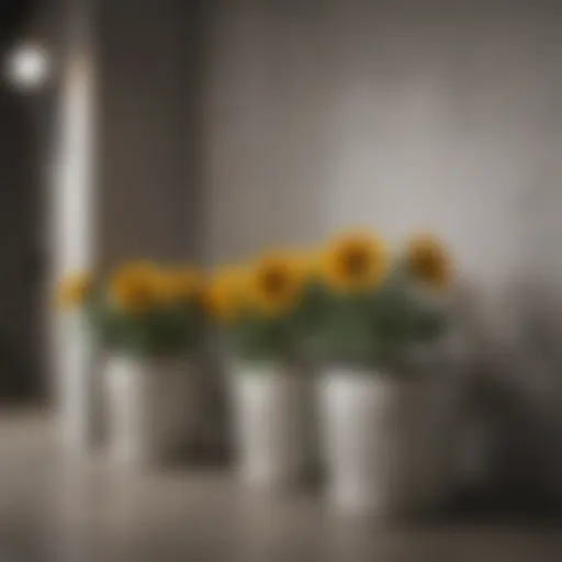 Artistic representation of sunflower waste baskets in a modern interior