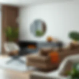 Elegant swing arm mirror in a modern living room